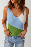 Color Block Ribbed Scoop Neck Knit Tank