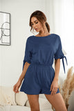 Knotted Cuff Dolman Sleeve Romper