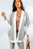 Contrast Open Front Cardigan with Pockets