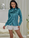 Satin Tied Button-Front Top