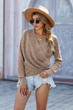 V Neck Wrap Front Knitted Top