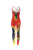 Tie-Dye Crisscross Back Spaghetti Strap Jumpsuit